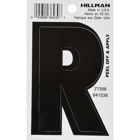 Hillman 3 in. Black Vinyl Self-Adhesive Letter R 1 pc, PK6 841538